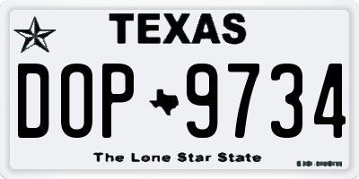 TX license plate DOP9734
