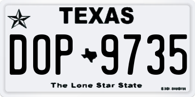 TX license plate DOP9735