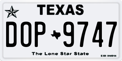 TX license plate DOP9747