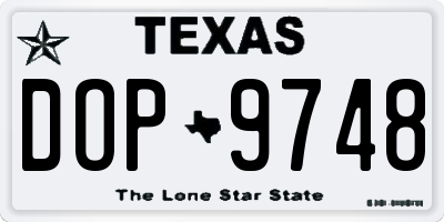 TX license plate DOP9748