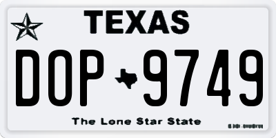 TX license plate DOP9749