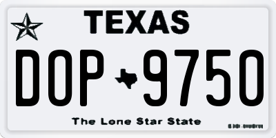 TX license plate DOP9750