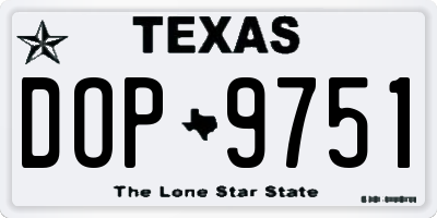 TX license plate DOP9751