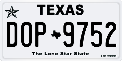 TX license plate DOP9752