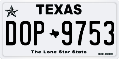 TX license plate DOP9753
