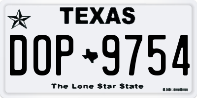 TX license plate DOP9754