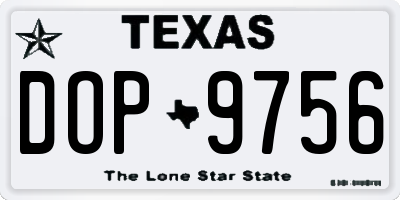 TX license plate DOP9756