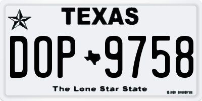 TX license plate DOP9758
