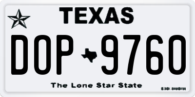 TX license plate DOP9760