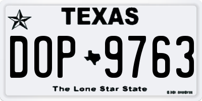 TX license plate DOP9763