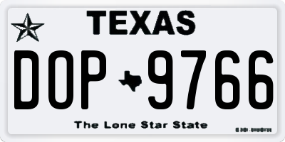 TX license plate DOP9766