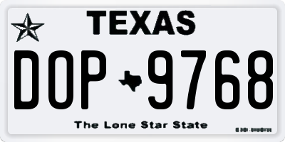 TX license plate DOP9768