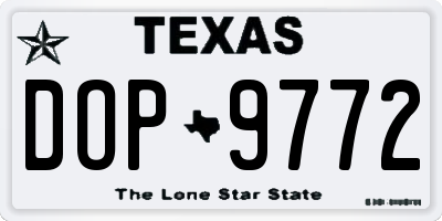 TX license plate DOP9772