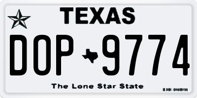 TX license plate DOP9774