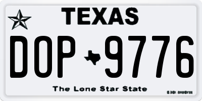 TX license plate DOP9776