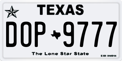 TX license plate DOP9777