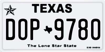 TX license plate DOP9780