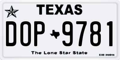 TX license plate DOP9781