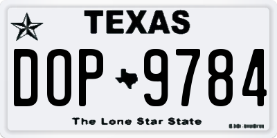 TX license plate DOP9784