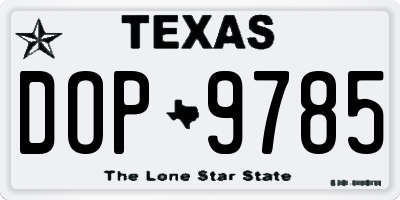 TX license plate DOP9785