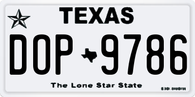 TX license plate DOP9786
