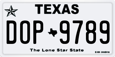TX license plate DOP9789