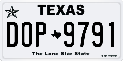 TX license plate DOP9791