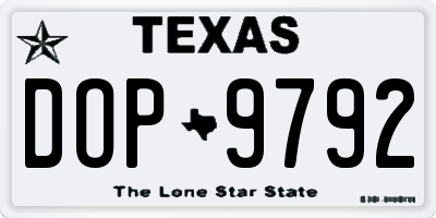 TX license plate DOP9792