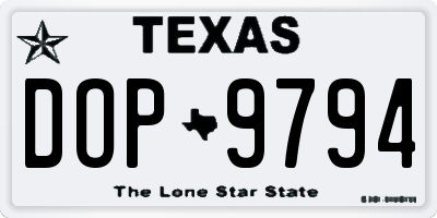 TX license plate DOP9794