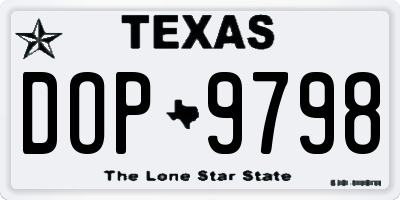TX license plate DOP9798