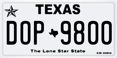 TX license plate DOP9800