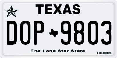 TX license plate DOP9803