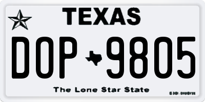 TX license plate DOP9805