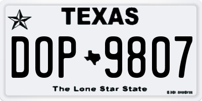 TX license plate DOP9807