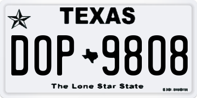 TX license plate DOP9808