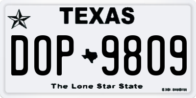 TX license plate DOP9809