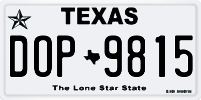 TX license plate DOP9815