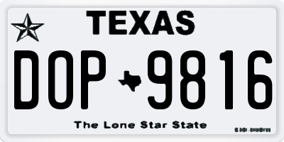TX license plate DOP9816