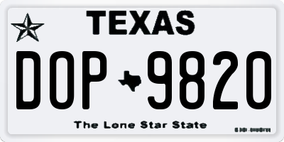TX license plate DOP9820
