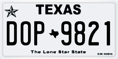 TX license plate DOP9821