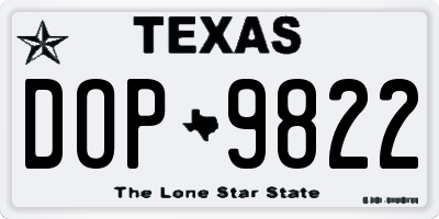 TX license plate DOP9822