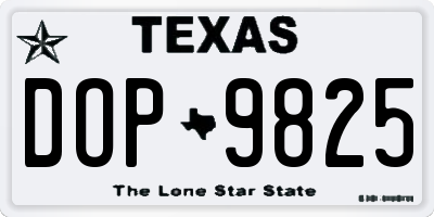 TX license plate DOP9825