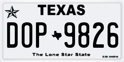 TX license plate DOP9826