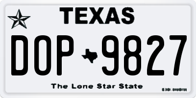 TX license plate DOP9827