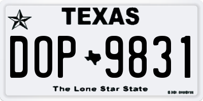 TX license plate DOP9831