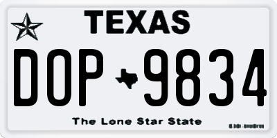 TX license plate DOP9834