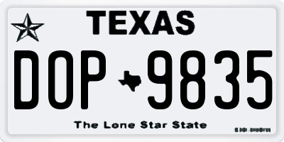 TX license plate DOP9835