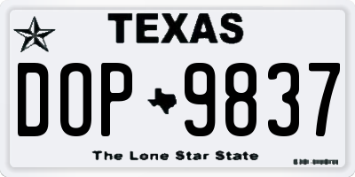 TX license plate DOP9837