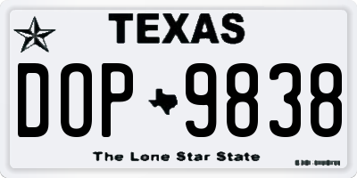 TX license plate DOP9838