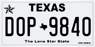 TX license plate DOP9840